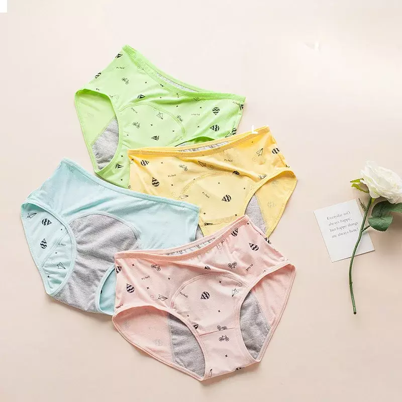 1Pcs Soft Modal Kids Briefs Girls Children Leak-Proof Panties For Teenager Menstrual Underwear Cute Pink Lingerie