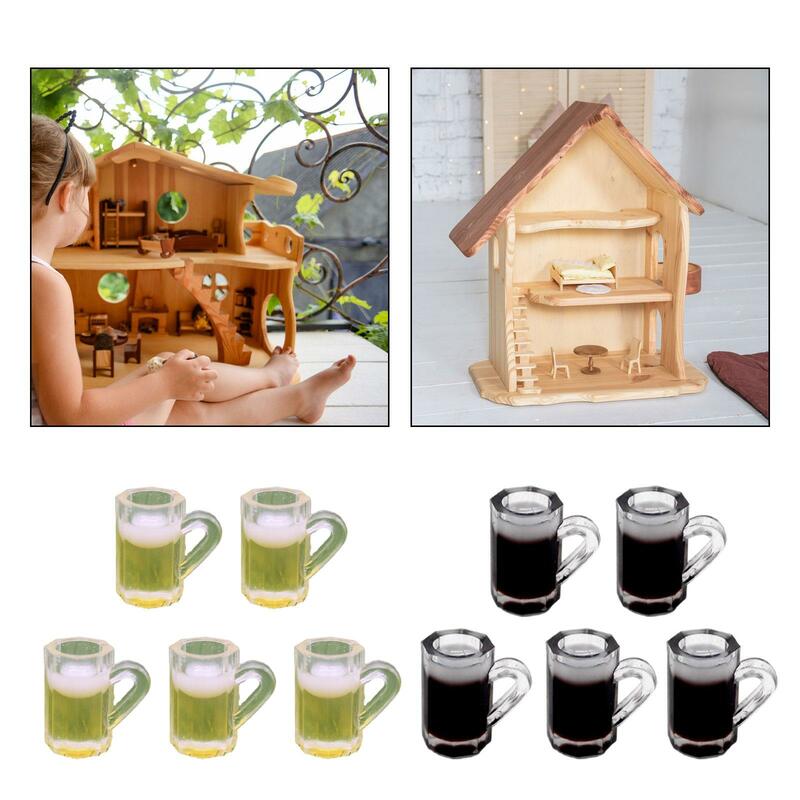 Dollhouse Drink Cup Simulação, Presentes de Natal, Doll House Decoration, Micro Landscape Cafes, Sala de estar, Jantar, 1/6, 1/12, 5x