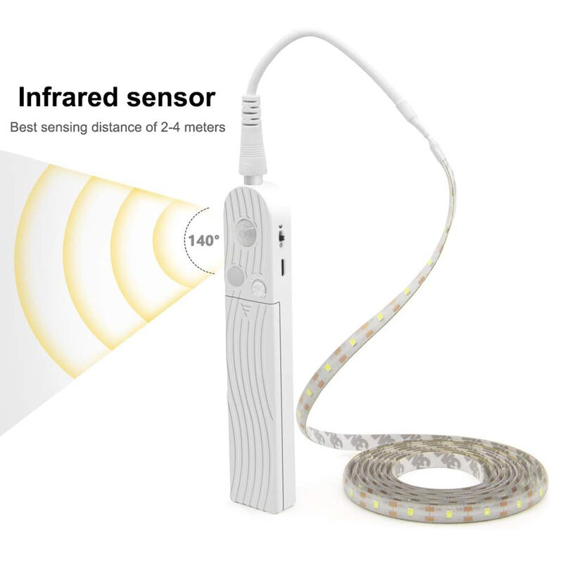 PIR Motion Sensor LED Strip Lights 1/2/3m White/warm Light For Stair Cabinet Bed Cuttable Waterproof LED Strip