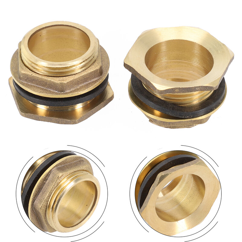 Brass Water Tank Connector 1/2\" 3/4\" 1\" BSP Threaded Male Pipe Plumbing Fittings Bulkhead Nut Jointer Garden Water Connectors