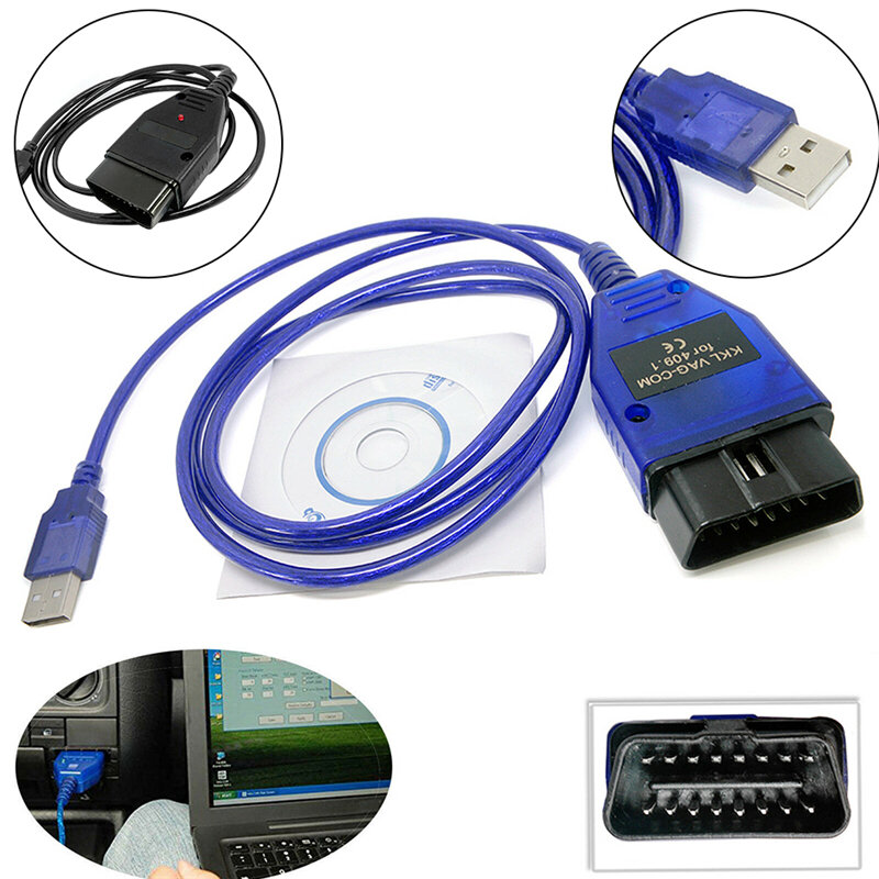 VAG-COM 409.1 Vag Com 409Com Vag 409.1 Kkl OBD2 Antarmuka Pemindai Kabel Diagnostik USB untuk VW Audi Seat Volkswagen Skoda Tool