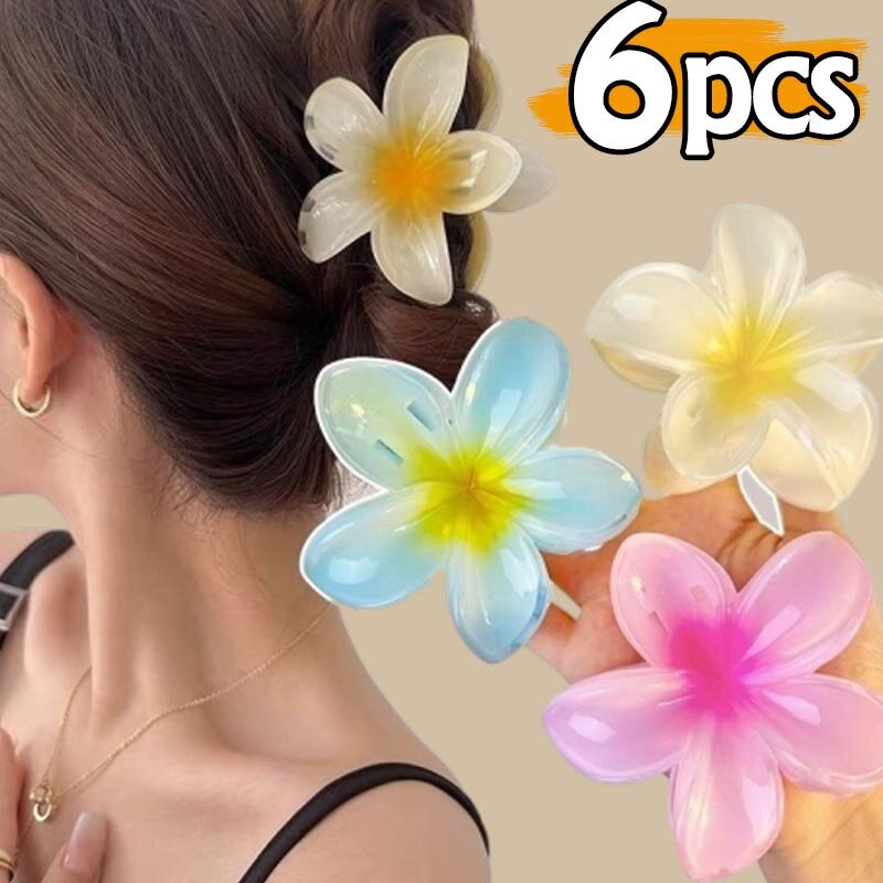1-6 pezzi dolce fiore sfumato acrilico artigli per capelli Clip per le donne ragazze forcine estate spiaggia copricapo hawaiano accessori per capelli