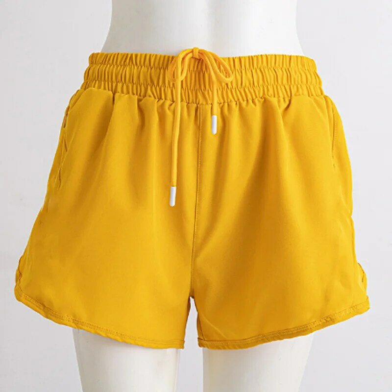 Women Black Camo Zipper Pocket Shorts Drawcord Shorts
