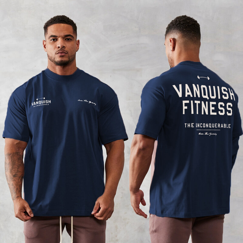 Men's Vintage Oversized T-Shirt Summer New Sports Fitness Cotton Crew Neck Short Sleeve Joggers Gym Running Training T-Shirts