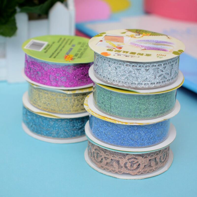 Kawaii Glitter Matte Lace Tape Book Decor Washi Tape Scrapbooking Card Adhesive Paper Sticker DIY Craft Gift Party Decoration
