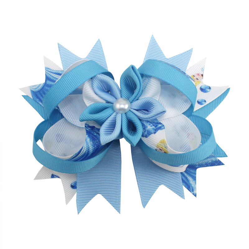 9Colors Cute Flower Satin Ribbon Boutique Hair Bows Color Stacking Hair Clip For Kids
