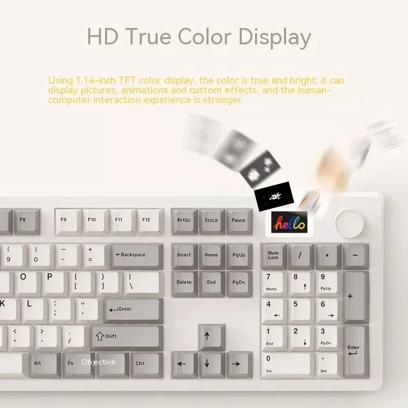 Dareu A104pro 8K 기계식 키보드, 다기능 노브, 커스텀 스크린, 핫 스왑, RGB 유선 게이밍 키보드, E-스포츠 PC 게이머 윈