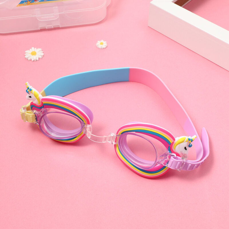 Impermeável Anti Fog Swimming Goggles para crianças, Lentes coloridas profissionais, Óculos infantis, Óculos