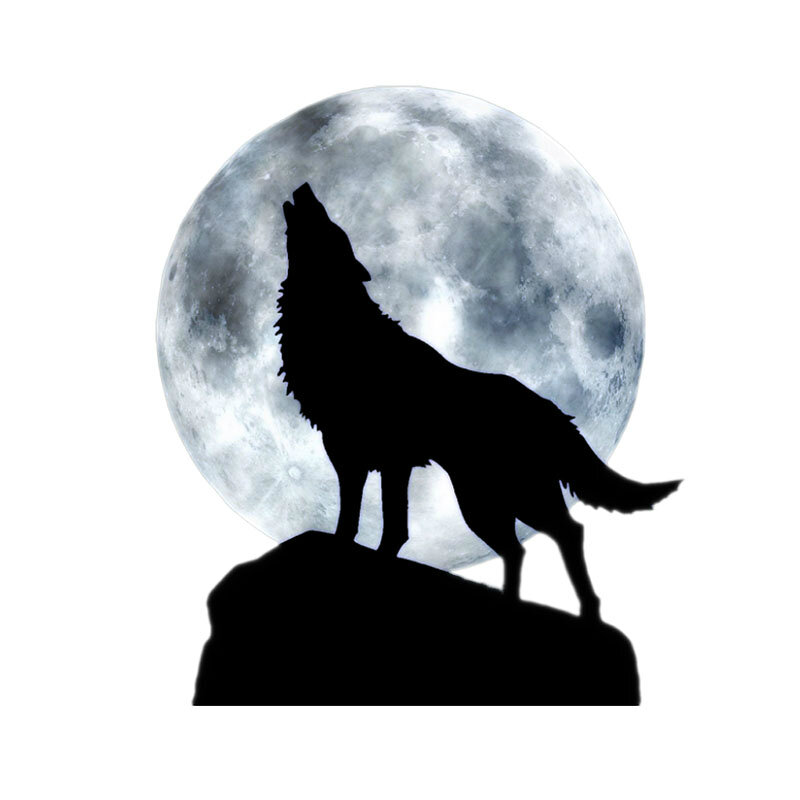 JP full moon howling wolf car sticker, decorative external accessories, polyethylene waterproof PVC sticker, 16cm * 13.5cm
