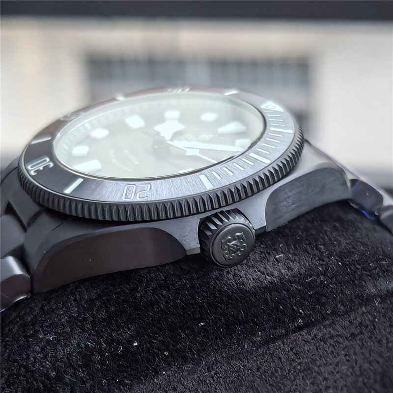 IXDAO jam tangan mekanis otomatis pria, arloji hitam Vader PT5000 Titanium mode olahraga menyelam BGW-9 untuk pria 2024