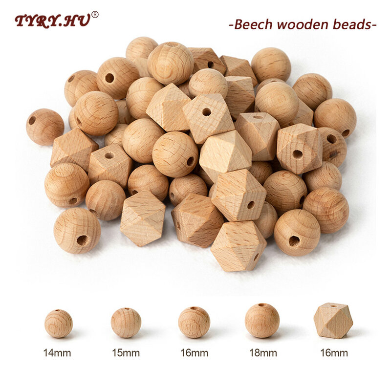 Бусины TYRY.HU из бука, деревянные круглые бусины, 14-18 мм, экологически чистые деревянные бусины для изготовления ювелирных изделий, цепочки для прорезывания зубов своими руками