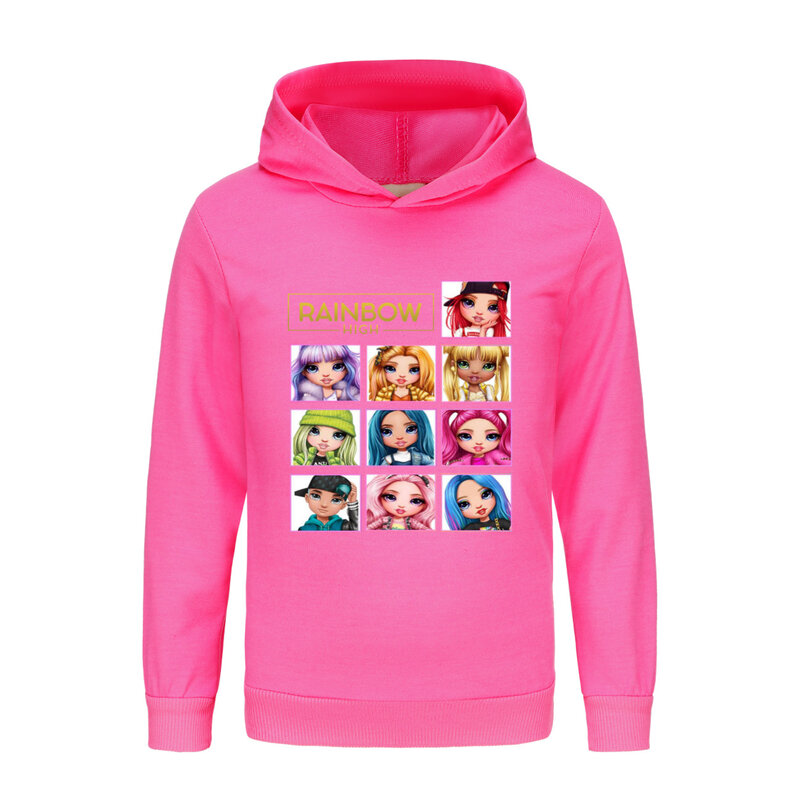 Autumn Kids Girls Sweatshirt Boys Rainbow High Hoodies Long Sleeve Hoodie T-shirt Top Teens Birthday gift Children's Clothing