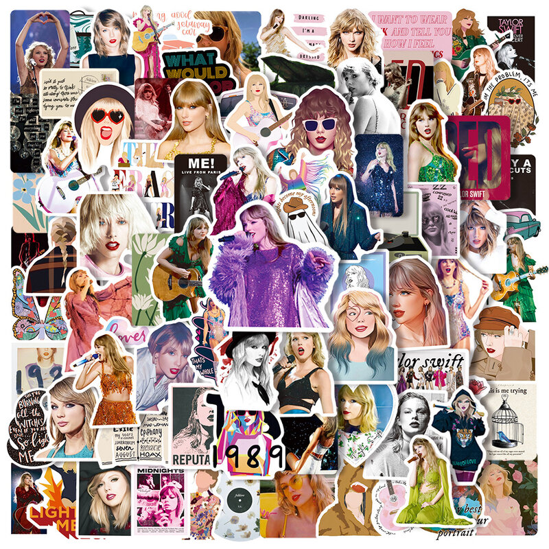 10/30/50/100 sztuk piosenkarka Taylor Swift naklejki naklejki na albumy wodoodporne Graffiti telefon gitara samochód Laptop Kawaii naklejka dekoracyjna