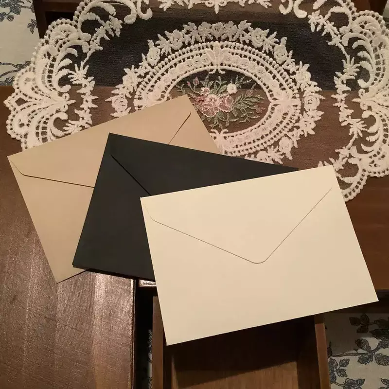 11.4cmx16.2cm Card Storage 50pcs/lot Black Stationary Paper Size Kraft Letter Gift Envelope Message