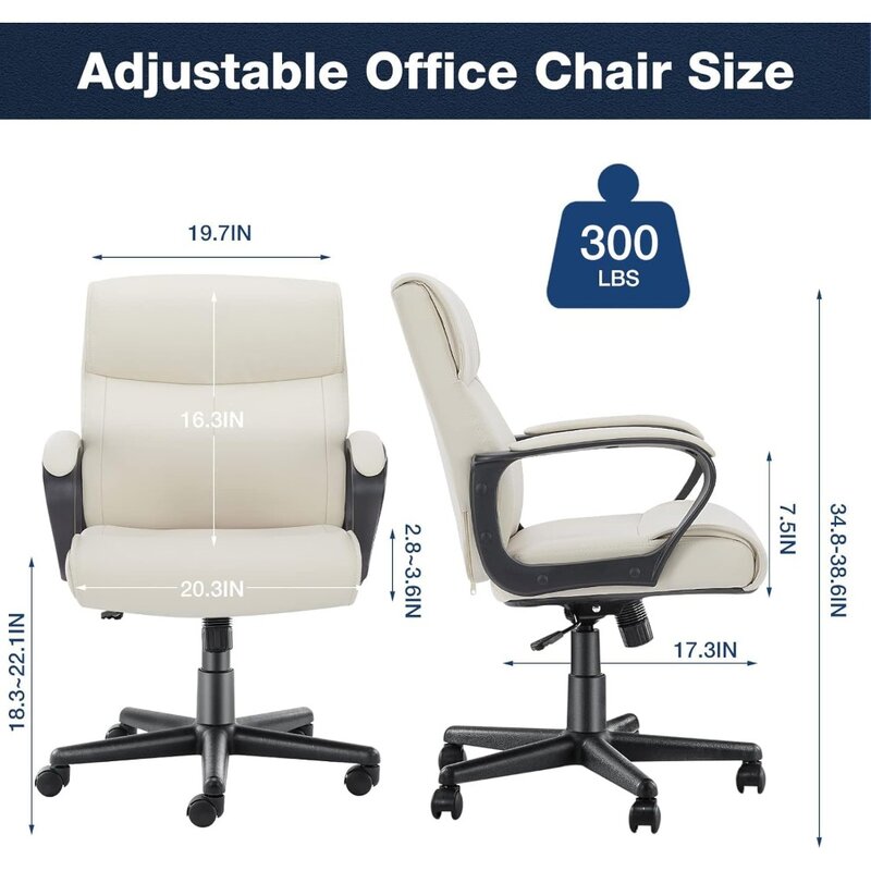 OLIXIS sedia da ufficio direzionale con braccioli imbottiti altezza regolabile, girevole a 360 gradi, supporto lombare, pelle PU