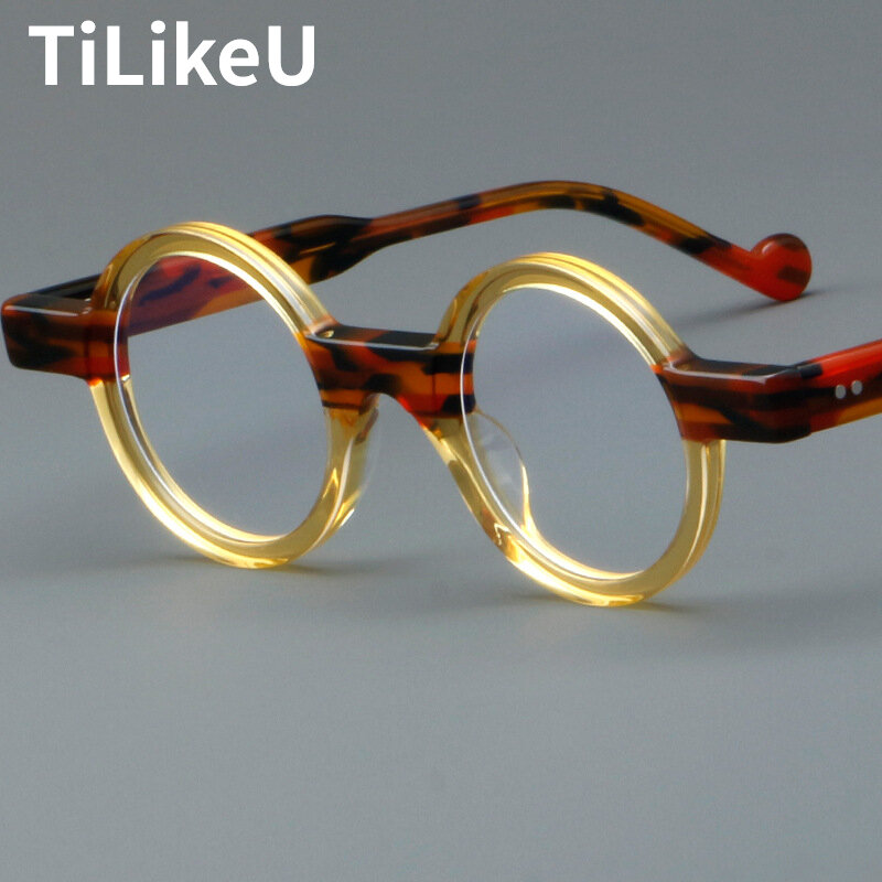 Bingkai kacamata pria bingkai kacamata Retro asetat Fashion kacamata baca kualitas tinggi bingkai mata kepribadian wanita
