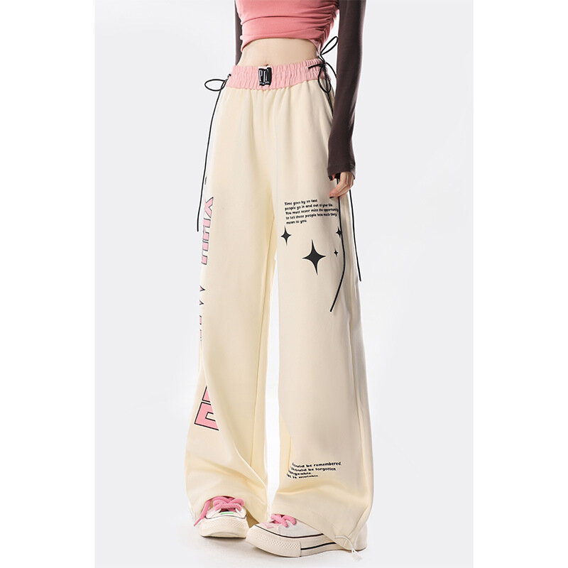 Pantaloni Casual dritti stampati con lettera alla moda Hip Hop per uomo e donna pantaloni sportivi larghi con vibrazione americana