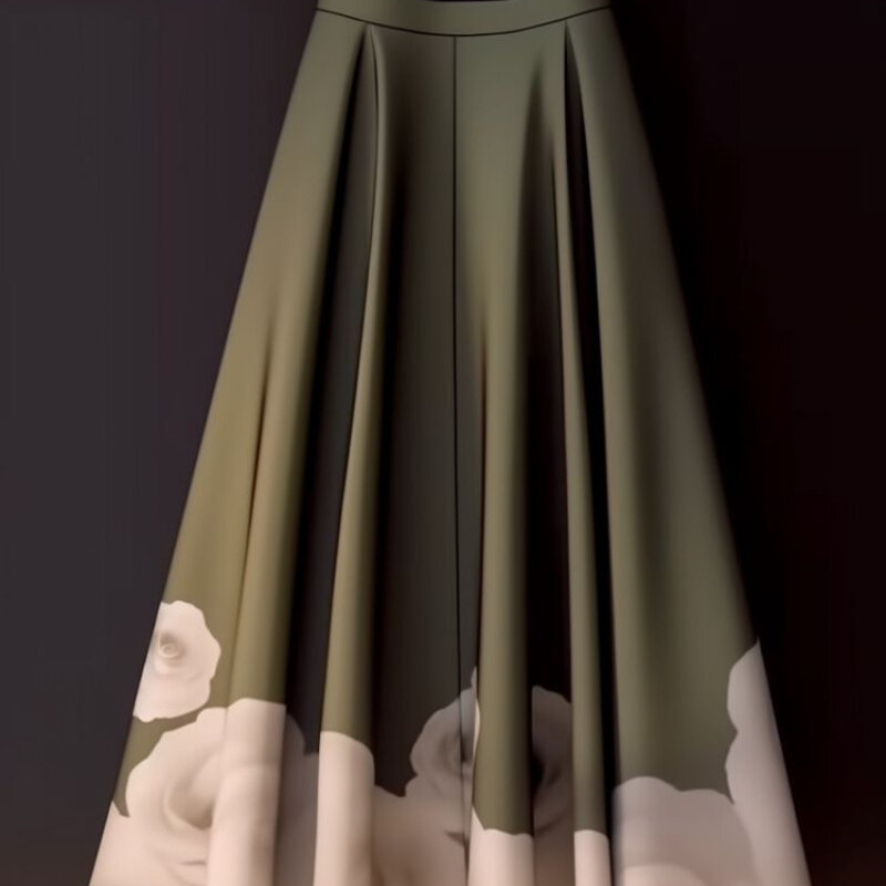 Женская длинная сетчатая юбка, яркая шелковая трапециевидная юбка с высокой талией, трапециевидная юбка с принтом, Q631