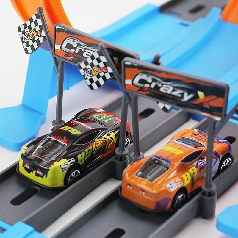 Race Track Stunt Snelheid Dubbele Auto Wielen Model Speelgoed Voor Kinderen Diy Geassembleerde Rail Kits Jongens Meisjes Kinderen Kerstcadeau