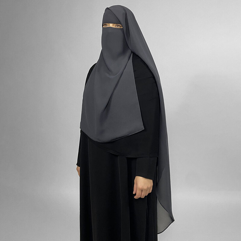 Niqab-respirável Chiffon Face Cover para mulheres muçulmanas, costas arredondadas, longo Hijab, véu leve, EID, Ramadã, atacado, alta qualidade