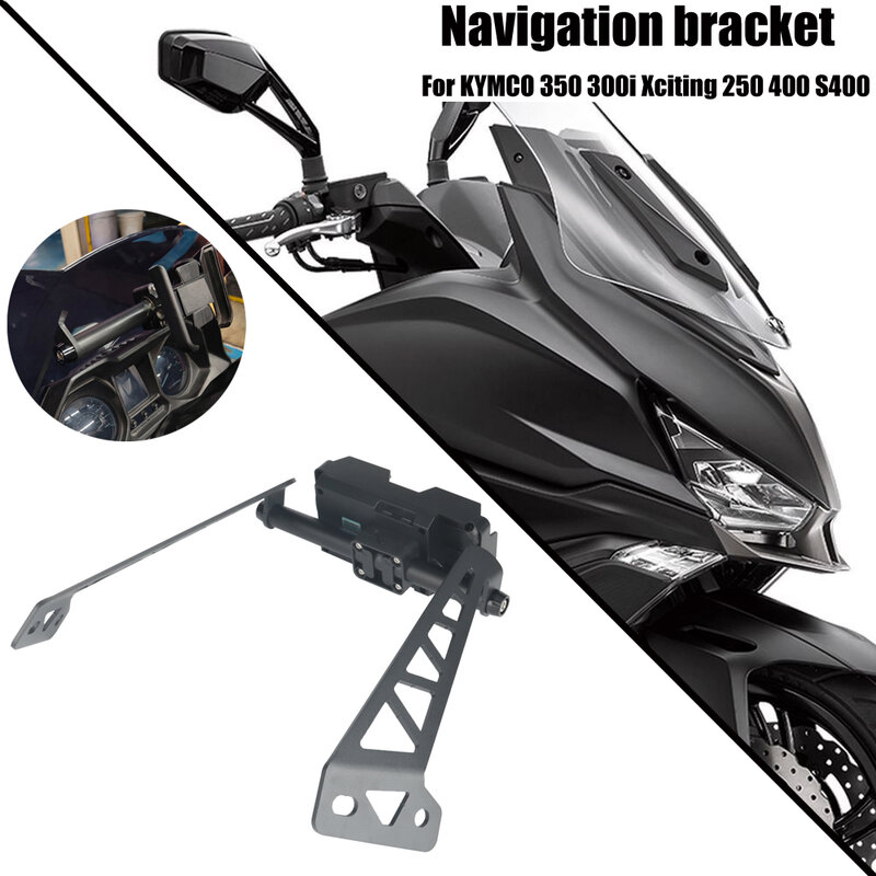 Motocicleta GPS Navigation Plate, carregador USB, suporte do telefone, suporte para KYMCO Down Town 350 300i Xciting 250 400 s400