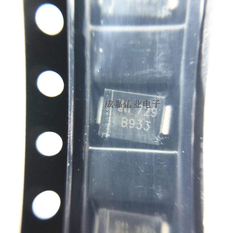 Único diodo Zener com temperatura de funcionamento de 2 pinos:- 65 C-+ 150 C, 1SMB5933B-13 SMB, SM-214AA MARKING, B933, 22V, 5% 550mW, 100 PCes pelo lote