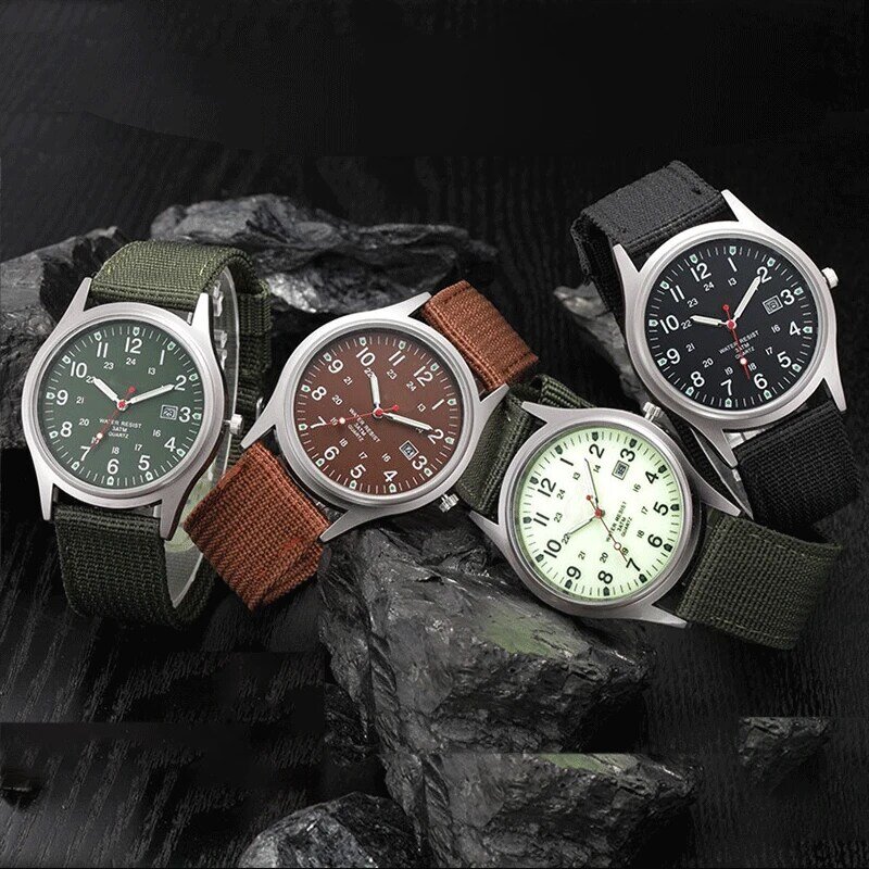 SOKI ผ้าใบนาฬิกาผู้ชายแฟชั่นนาฬิกาปฏิทินนาฬิกาควอตซ์นาฬิกาสายคล้องคอไนล่อนนาฬิกาผู้ชายกีฬากันน้ำนาฬิกา Horloge Man