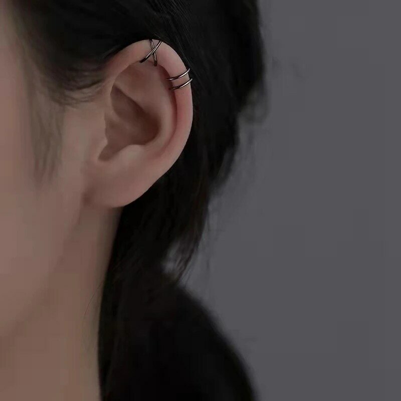 Orecchini a Clip in argento tibetano per le donne di alta qualità creativo semplice C Non Piercing Clip per l'orecchio polsino fibbia per l'orecchio regalo di gioielli di tendenza