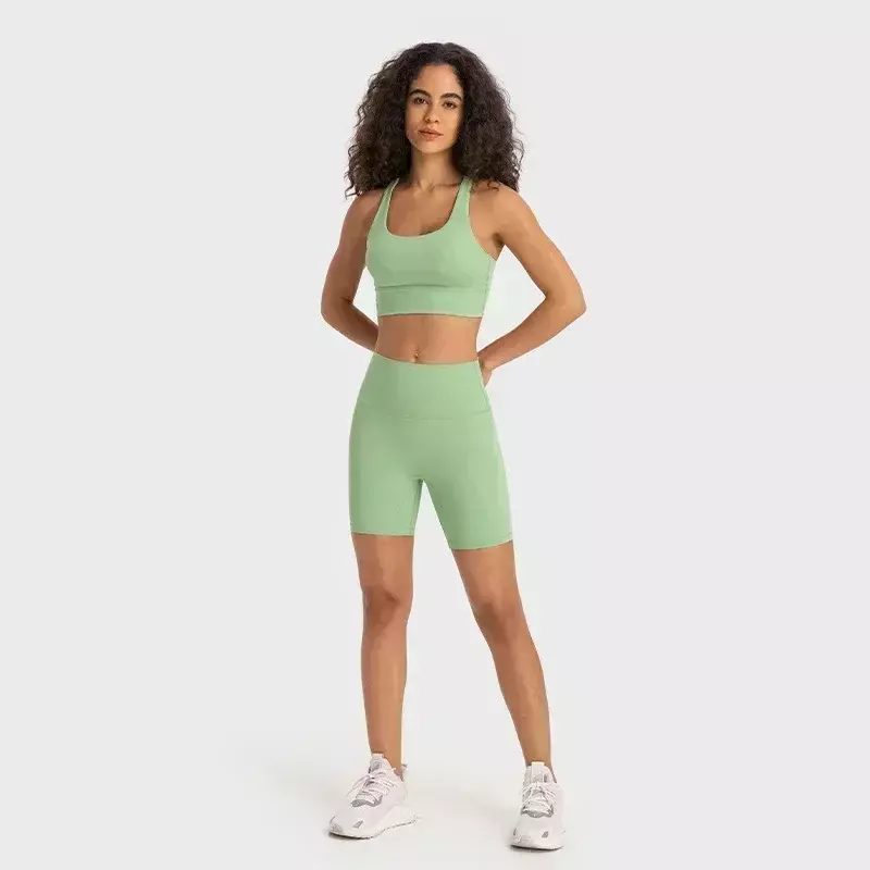 Lemon Women Sports High Waist Skinny Shorts 6" Breathable Quick Dry Running Fitness Workout Yoga Pants Cycling Short Pants