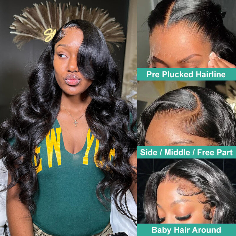 Perruque Lace Front Wig Body Wave Brésilienne Remy, Cheveux Naturels, 30 38 amaran, 13x6, Densité 180, Transparent HD, pour Femme