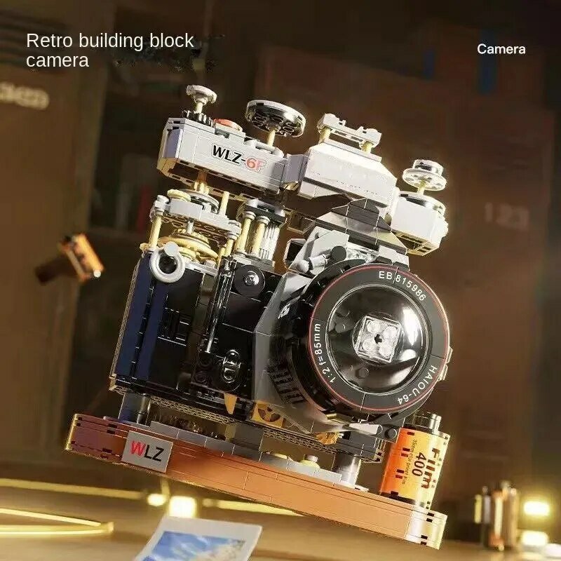 1030個レトロカメラ組み立てビルディングブロック高シミュレーションフィルムslrカメラレンガおもちゃモデルデスクトップ装飾キッズギフト