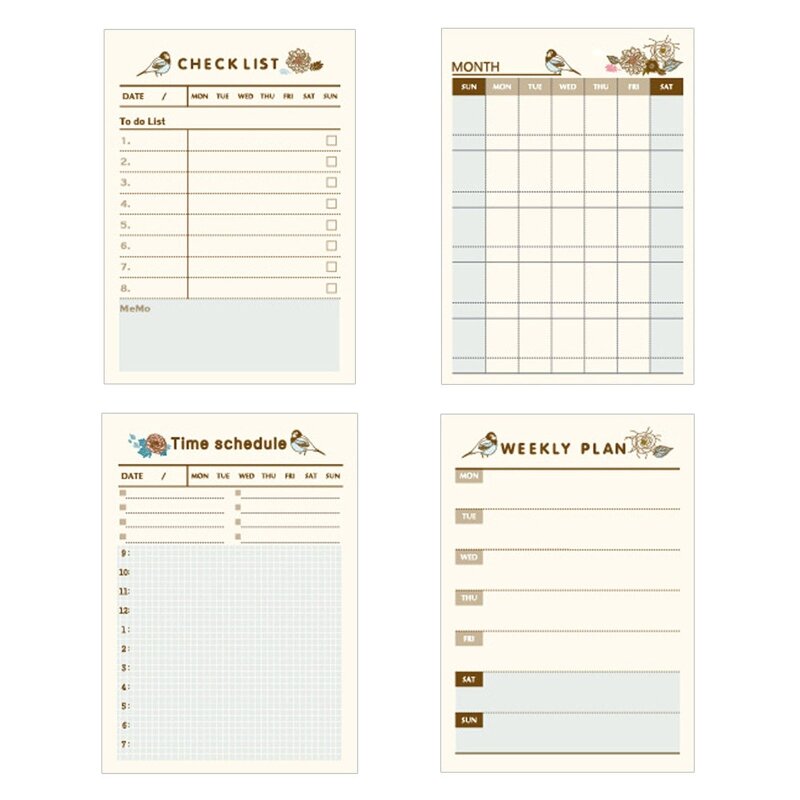 Y1UB – Mini bloc-notes poche, 60 feuilles papier, planificateur mensuel, liste tâches quotidiennes, check-lsit, pour