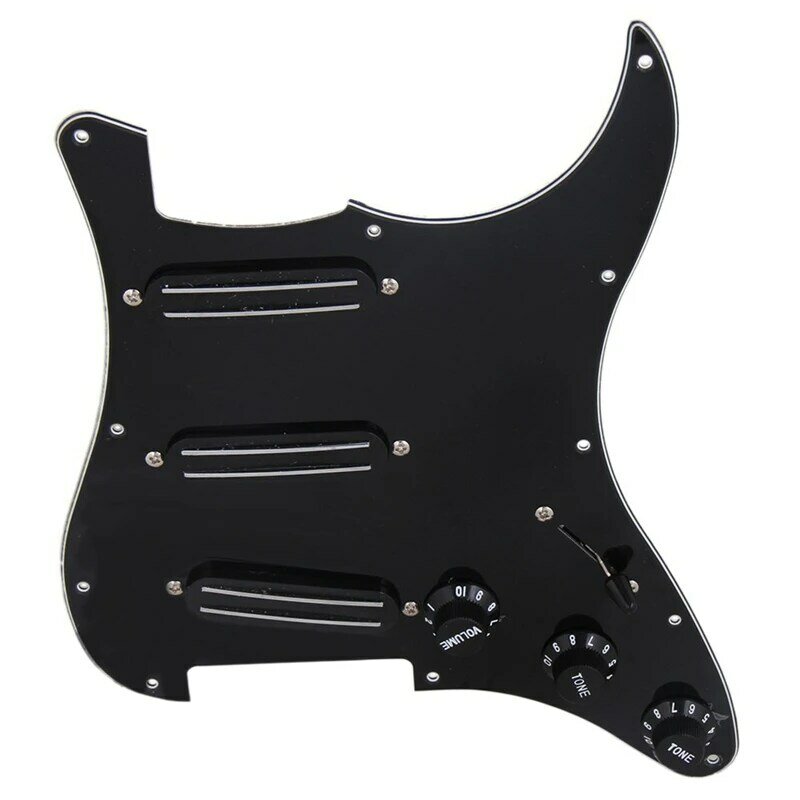 Black 3-Ply Sss Dual Rail Pickups Loaded Prewired Guitar Pickguards For 11 Hole Electric Guitar