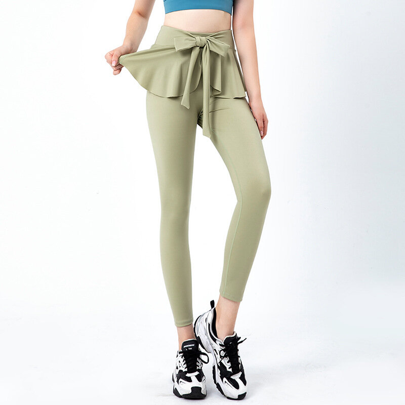 2022 nowych moda Sport Skorts legginsy joga elastyczne spodnie ze spódnicą Fitness legginsy trening Sport legginsy do biegania kobiety Tigh