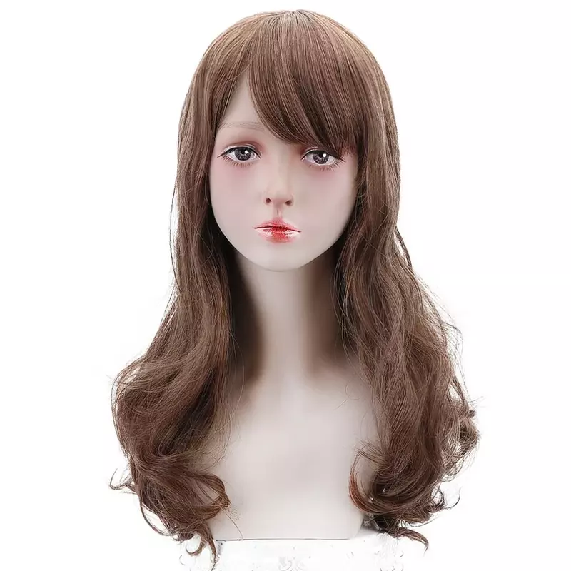 42"Long Natural Wavy Synthetic Wigs For Women Pink Blonde Brown High Temperature Fiber Cosplay Women's Wigs With bangs