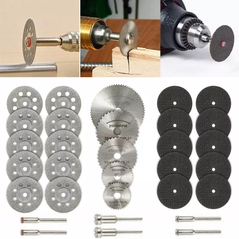 32/31/30 pces mini conjunto de lâmina serra circular lixar moagem disco de corte para dremel acessórios metal corte ferramentas rotativas