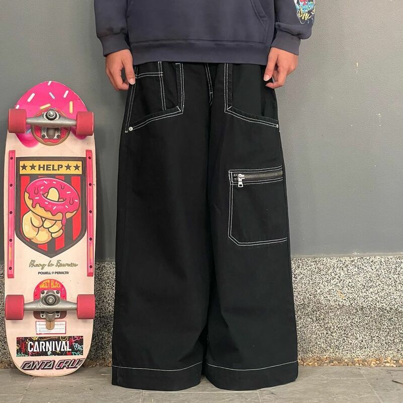 New Harajuku American Hip Hop Skateboard Teen Jeans Wide Leg Big A High Street Fashion Brand Printed Versatile Loose Y2K Jeans