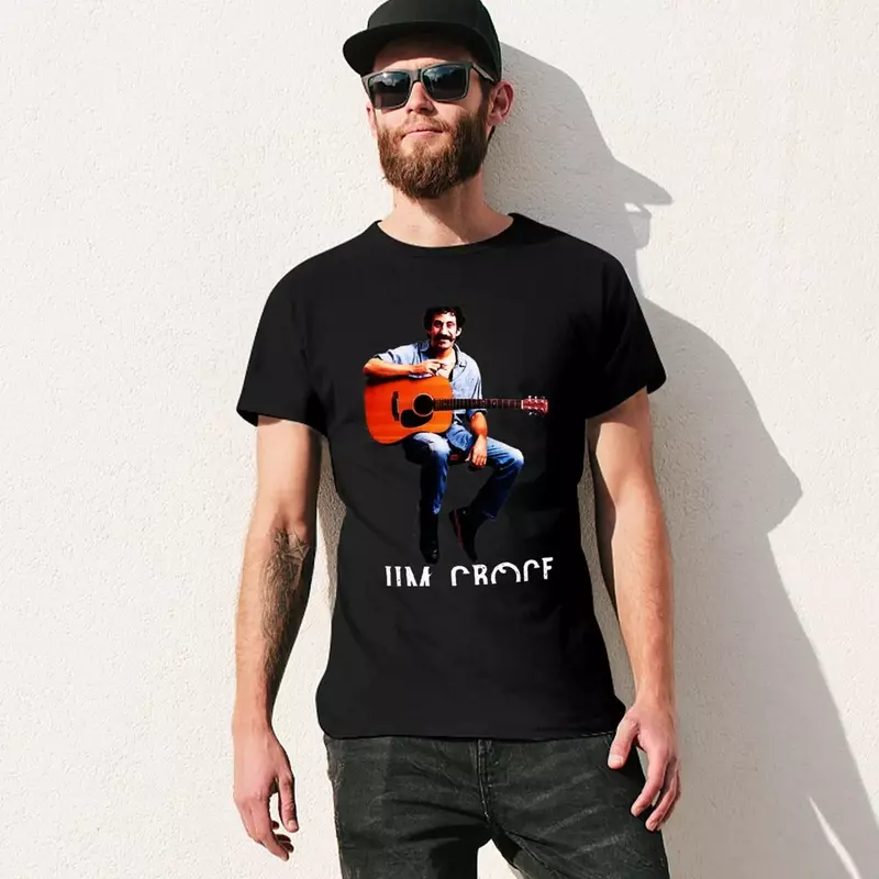 Camiseta de guitarra clásica para hombre, camisa de gran tamaño con diseño de Jim Art Croce, música esencial, Tallas grandes