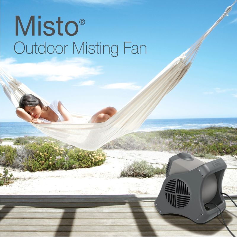 ZAOXI 15" Pivoting Misto Outdoor Misting Fan With GFCI Cord And 3 Speeds, 7050, Black