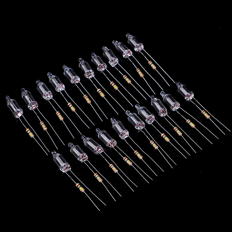 20pcs Neon Indicator Lamps With Resistance Connected To  220V 6*16 mm Neon Glow Lamp Mains Indicator DIY Crafts