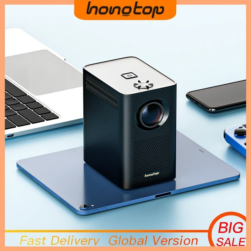 HONGTOP S30MAX 안드로이드 와이파이 스마트 휴대용 프로젝터, 와이파이 및 블루투스 포켓, 야외 4K 9500L 안드로이드 10.0 프로젝터