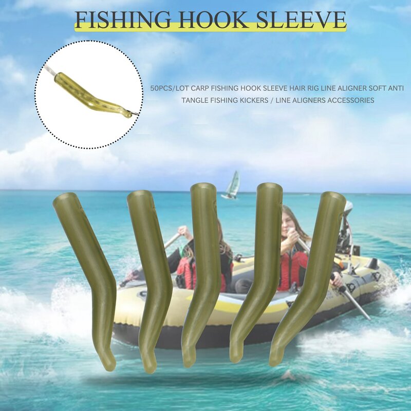 50 pz/lotto Carp Fishing Hook Sleeve Hair Rig Line Aligner Soft Anti groviglio Fishing Kickers / Line Aligners accessori