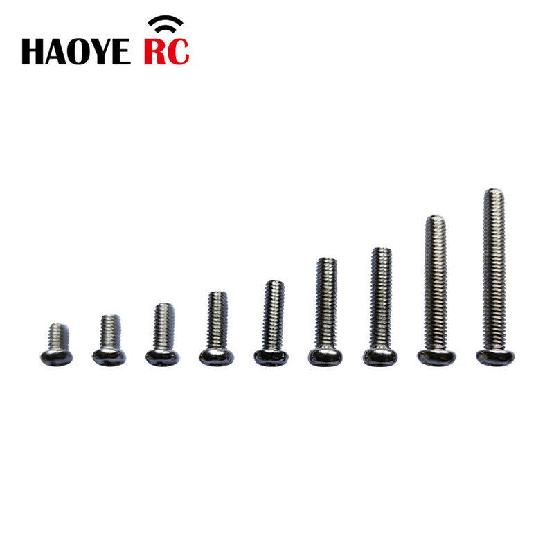 Haoye-Vis à tête cylindrique cruciforme, vis mécaniques Phillips pour accessoires RC, rond en métal, PM1.4, PM2, PM3, 50 pièces