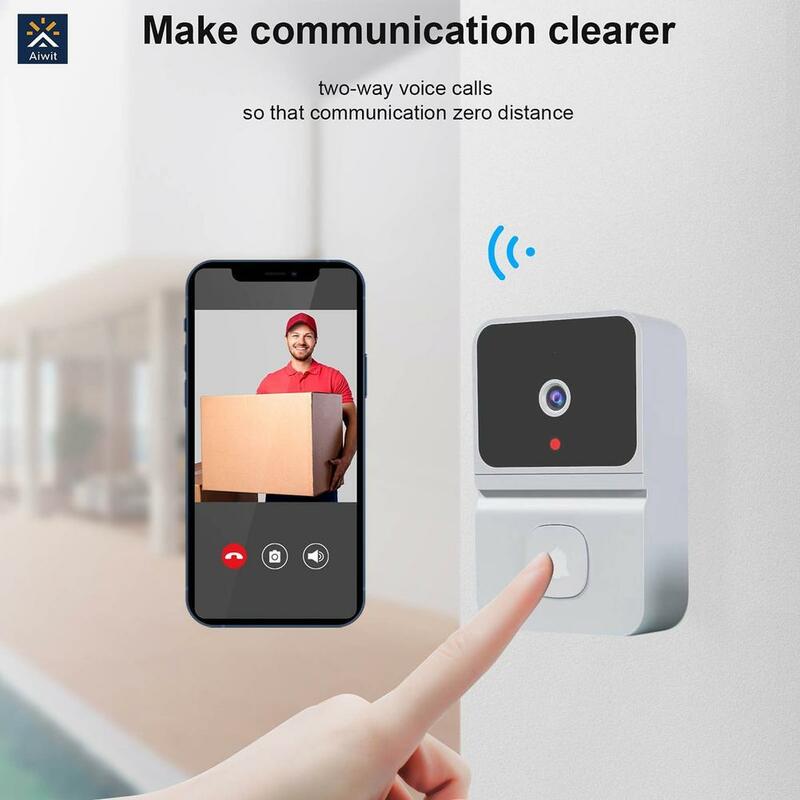 Z30 Doorbell Camera With Chime Wireless HD Video Night Vision 2.4GHZ WiFi Smart Door Bell Two-Way Audio