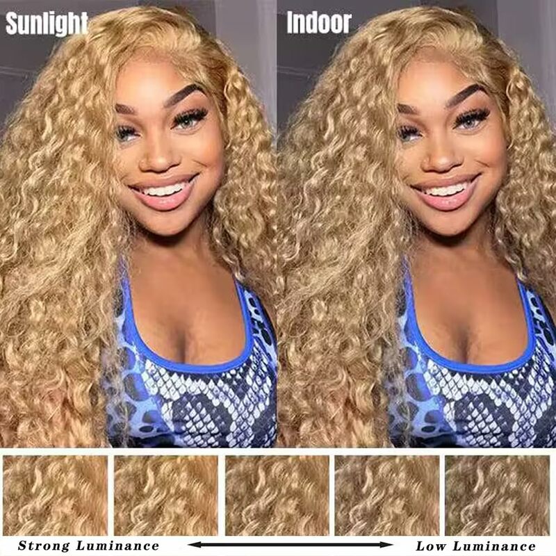 Медовая блондинка вьющиеся кружевные передние парики человеческие волосы HD прозрачные кружевные передние парики с детскими волосами медовая блондинка глубокие волнистые человеческие волосы парик