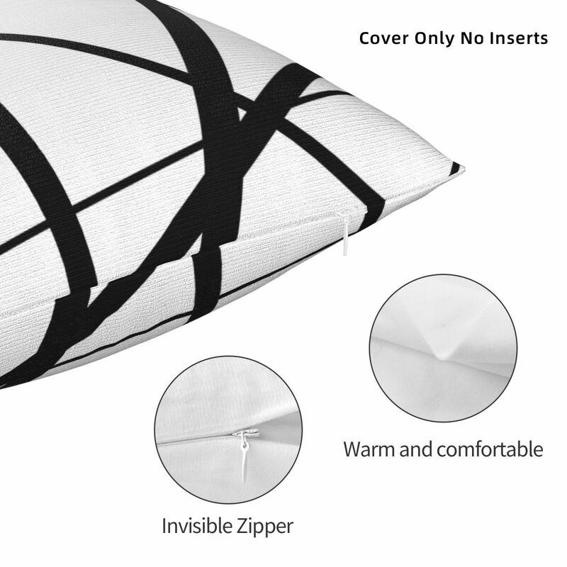 Black And White Geometric Lines Square Pillowcase Pillow Cover Cushion Zip Decorative Comfort Throw Pillow for Home Sofa