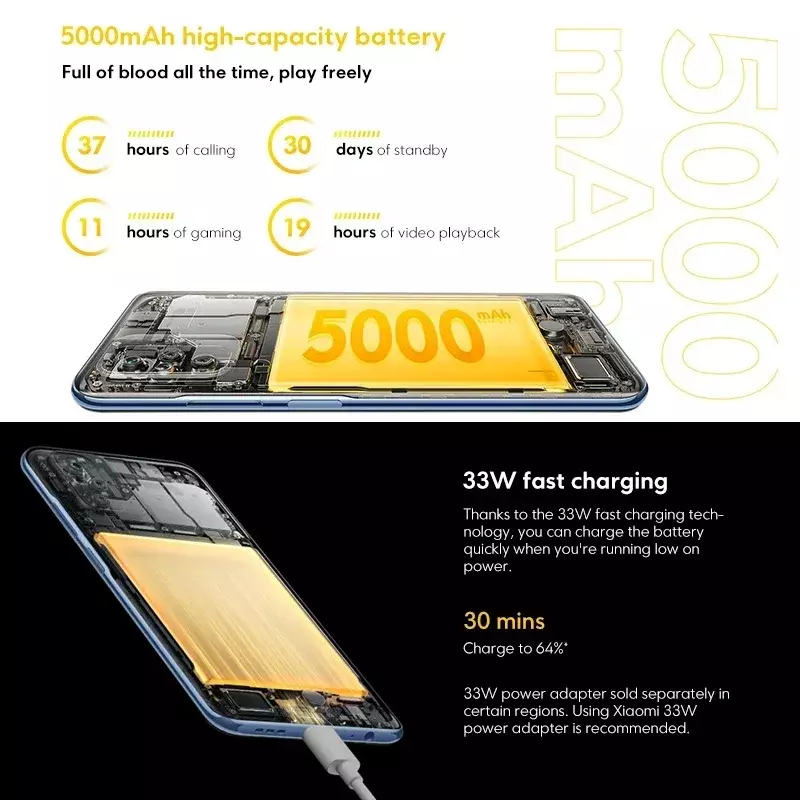 POCO-M5s 4G smartfon, 6 + 128G, MTK G95, 64MP Quad Camera, 6.43 "AMOLED, 60Hz, 5000mAh, 33W szybkie ładowanie, NFC, wersja globalna