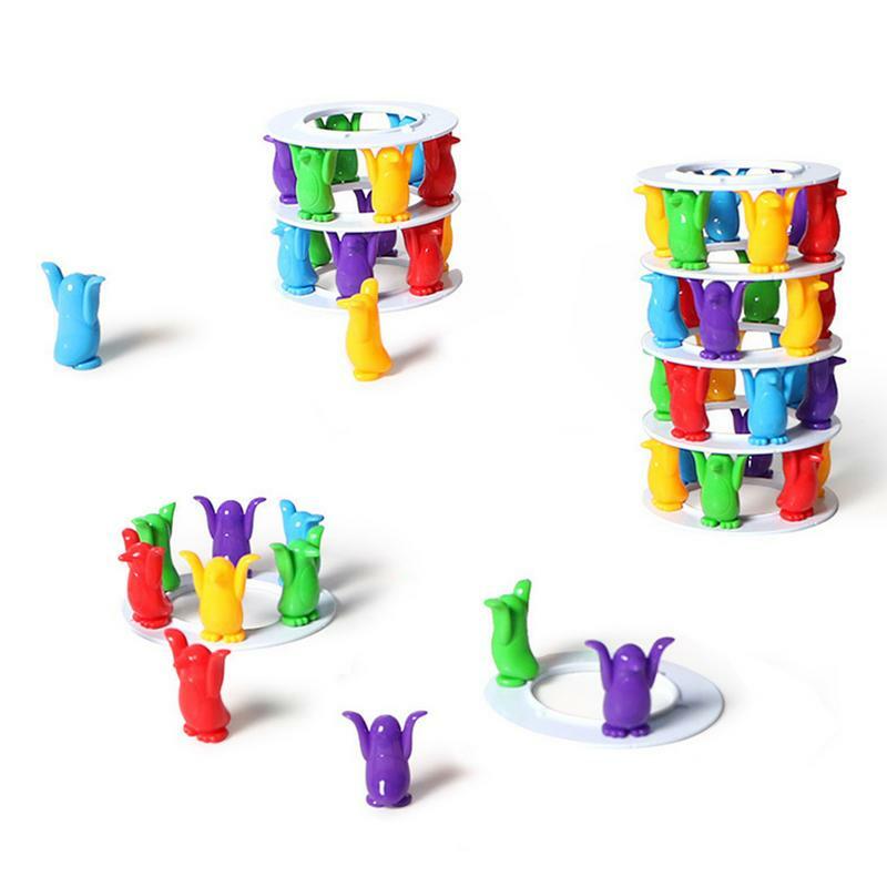 Wieża do układania gra pingwin wieża do układania interaktywny zabawki do budowania kreatywny przewracanie krzywej wieży zabawka umiejętności motoryczne