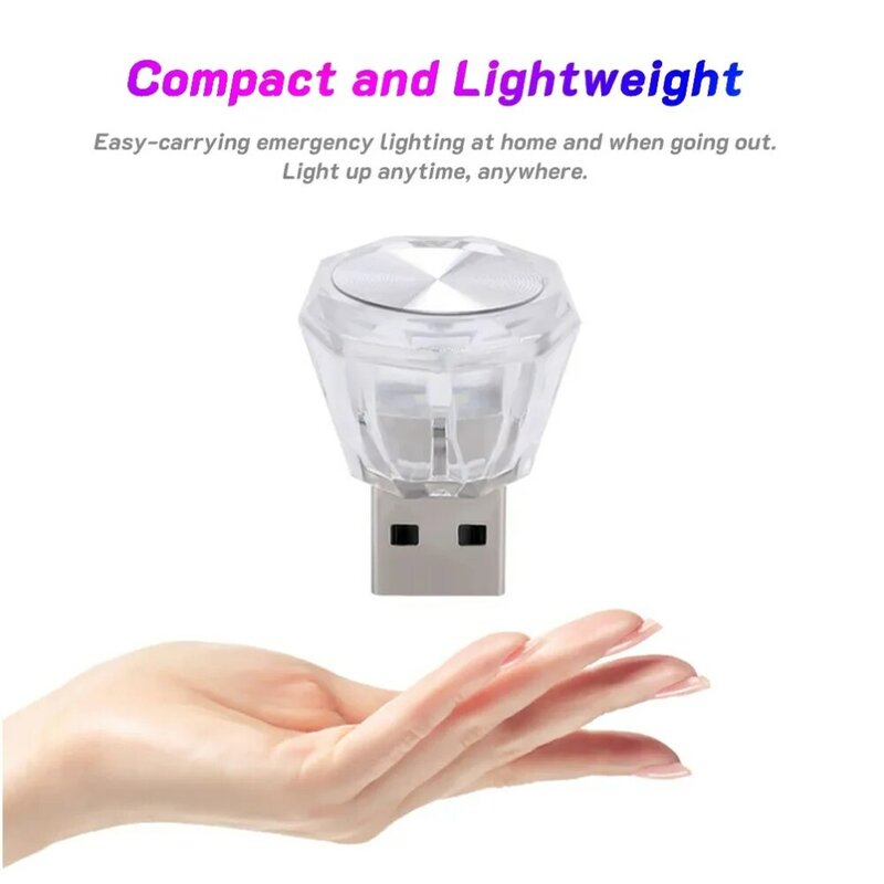 Car Mini USB LED Ambient Light Decorative Atmosphere Lamps for Interior Environment Auto PC Computer Portable Light Plug Play