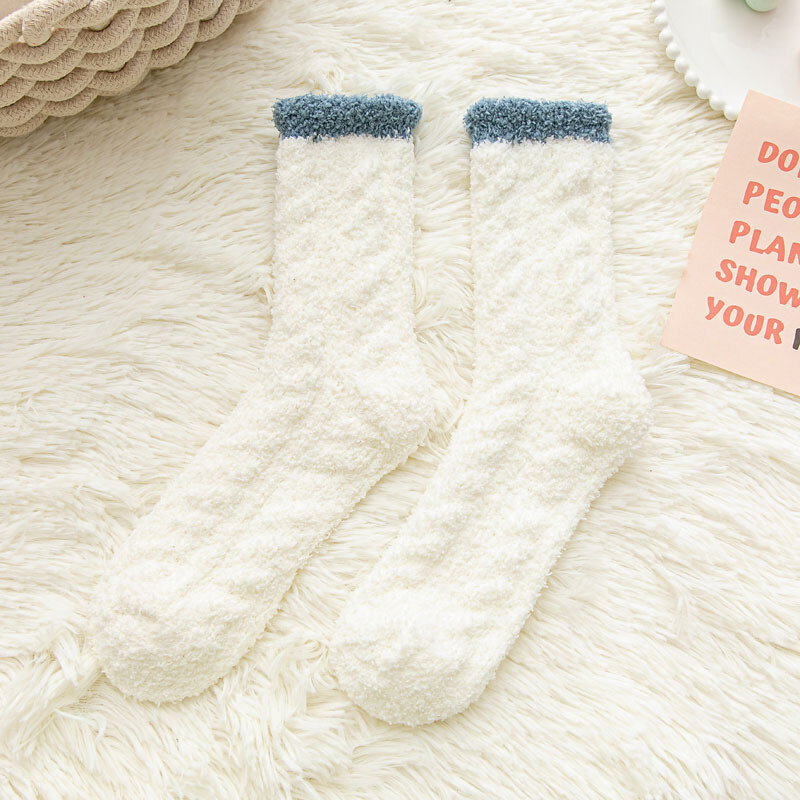Зимние плотные теплые плюшевые носки для женщин, Детские однотонные милые мягкие пушистые носки из кораллового флиса с пушистым мехом для дома и пола
